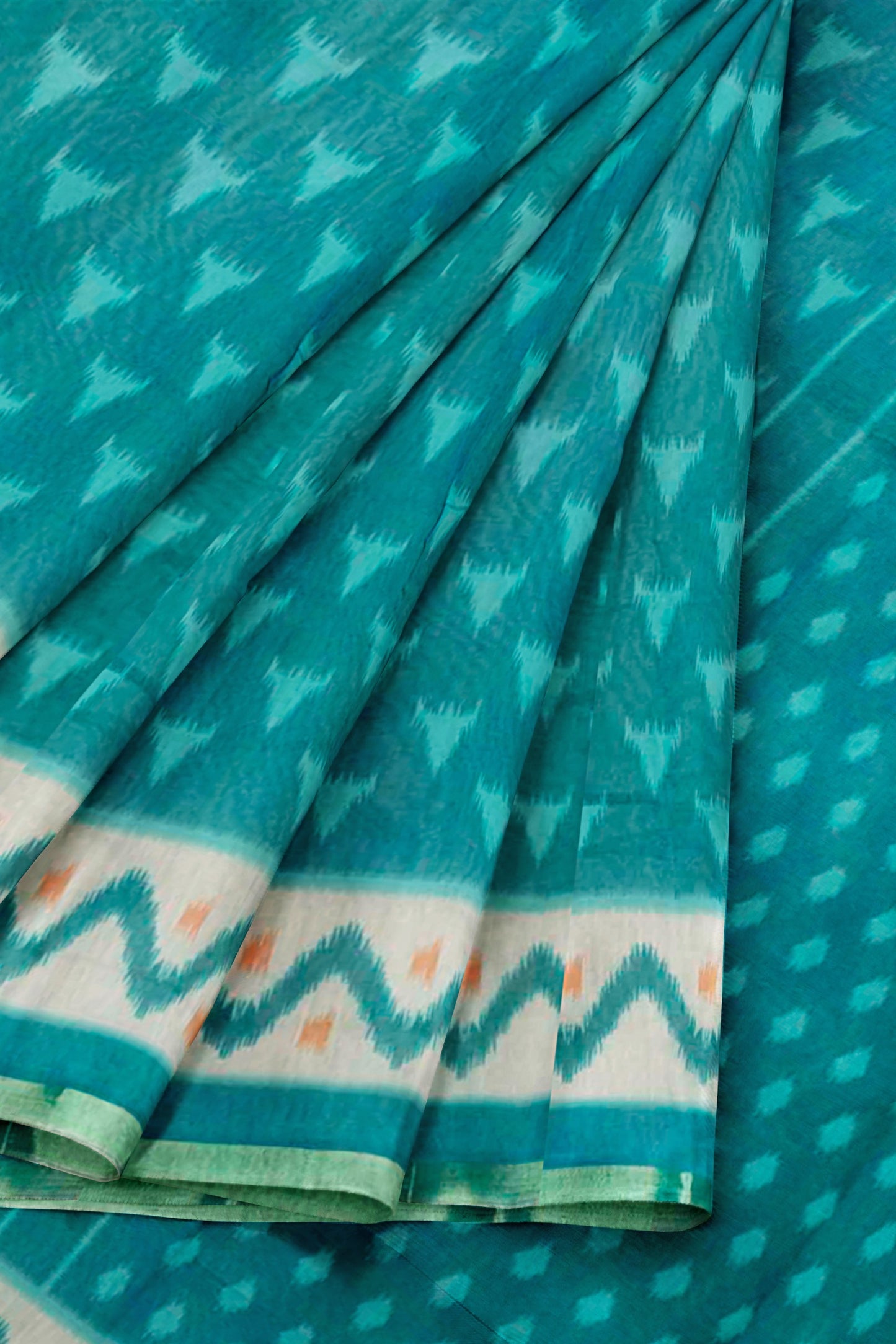 Teal Green Digital Printed Fancy Cotton Saree