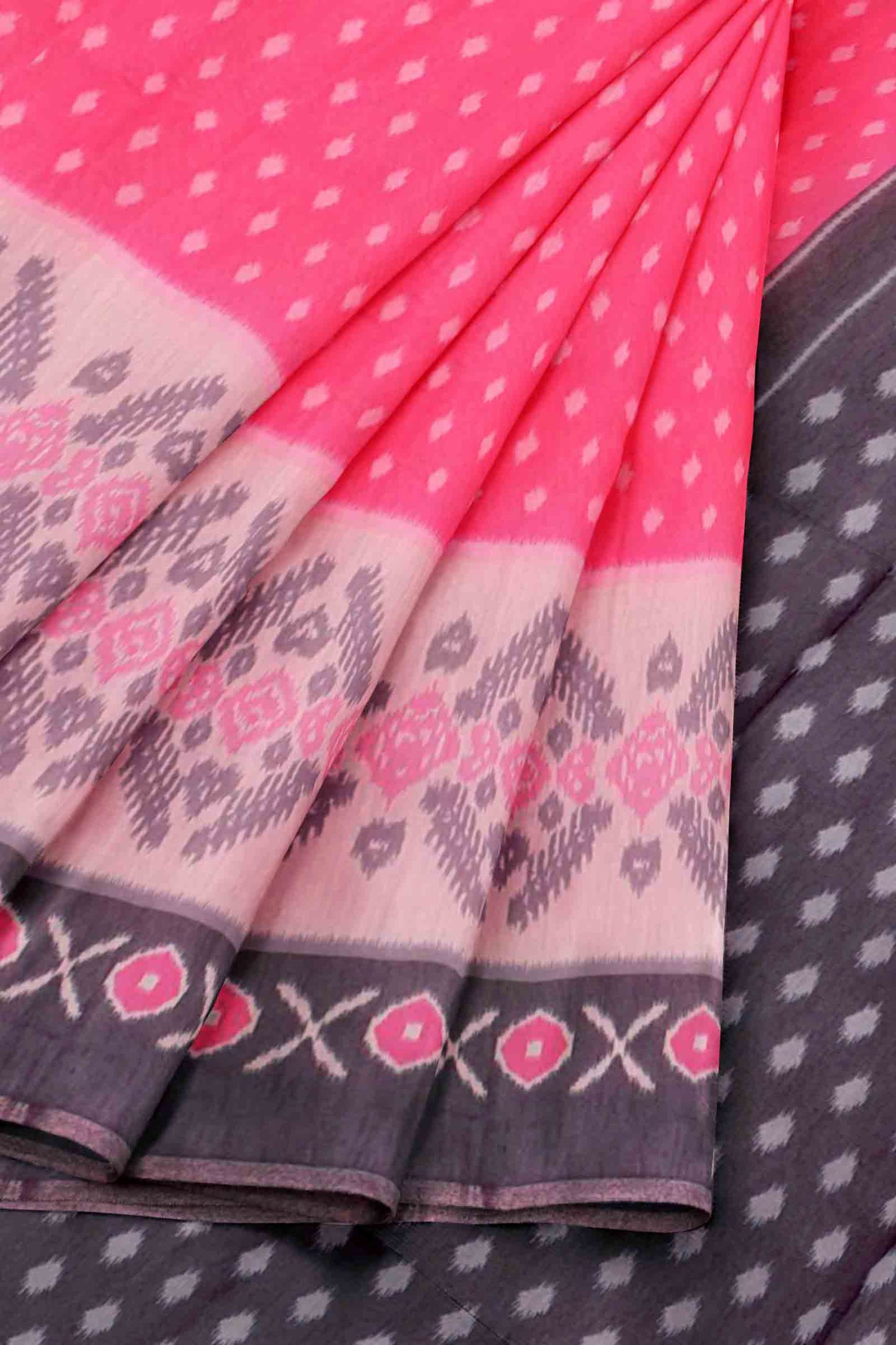 Hot Pink Digital Printed Fancy Cotton Saree