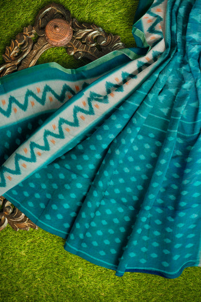 Teal Green Digital Printed Fancy Cotton Saree