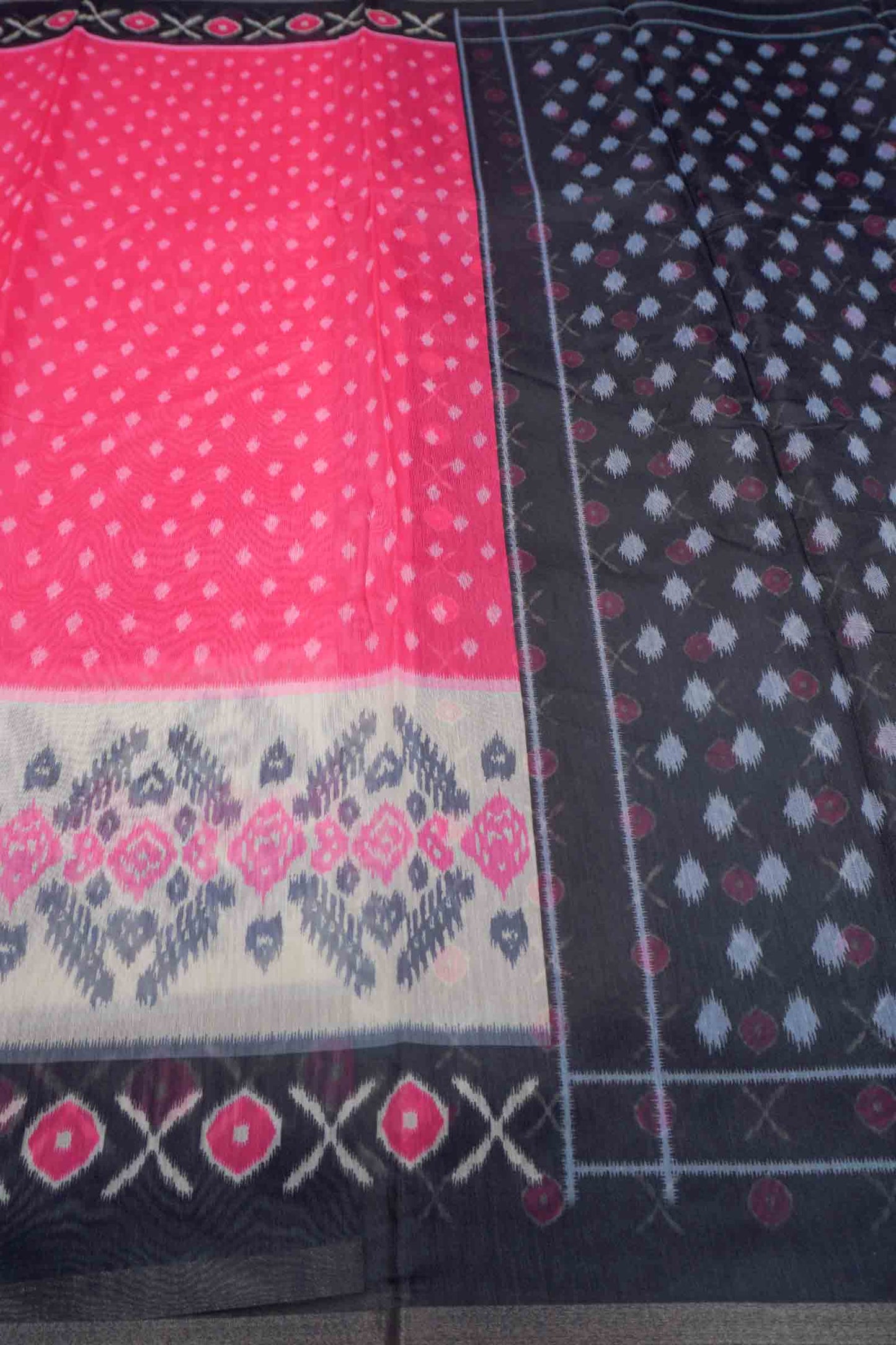 Hot Pink Digital Printed Fancy Cotton Saree