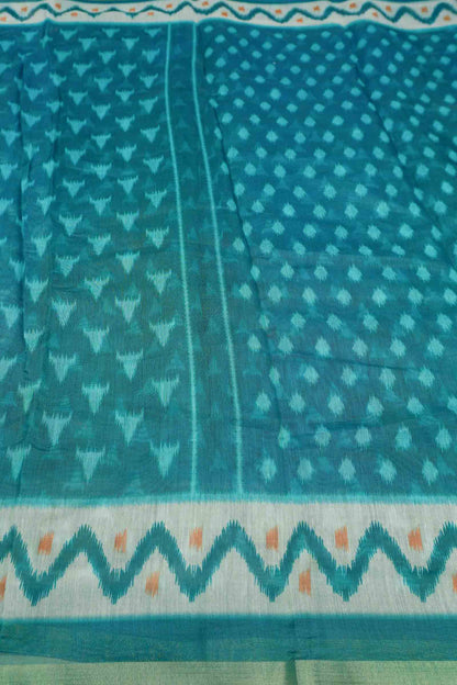 Teal Green Digital Printed Fancy Cotton Saree