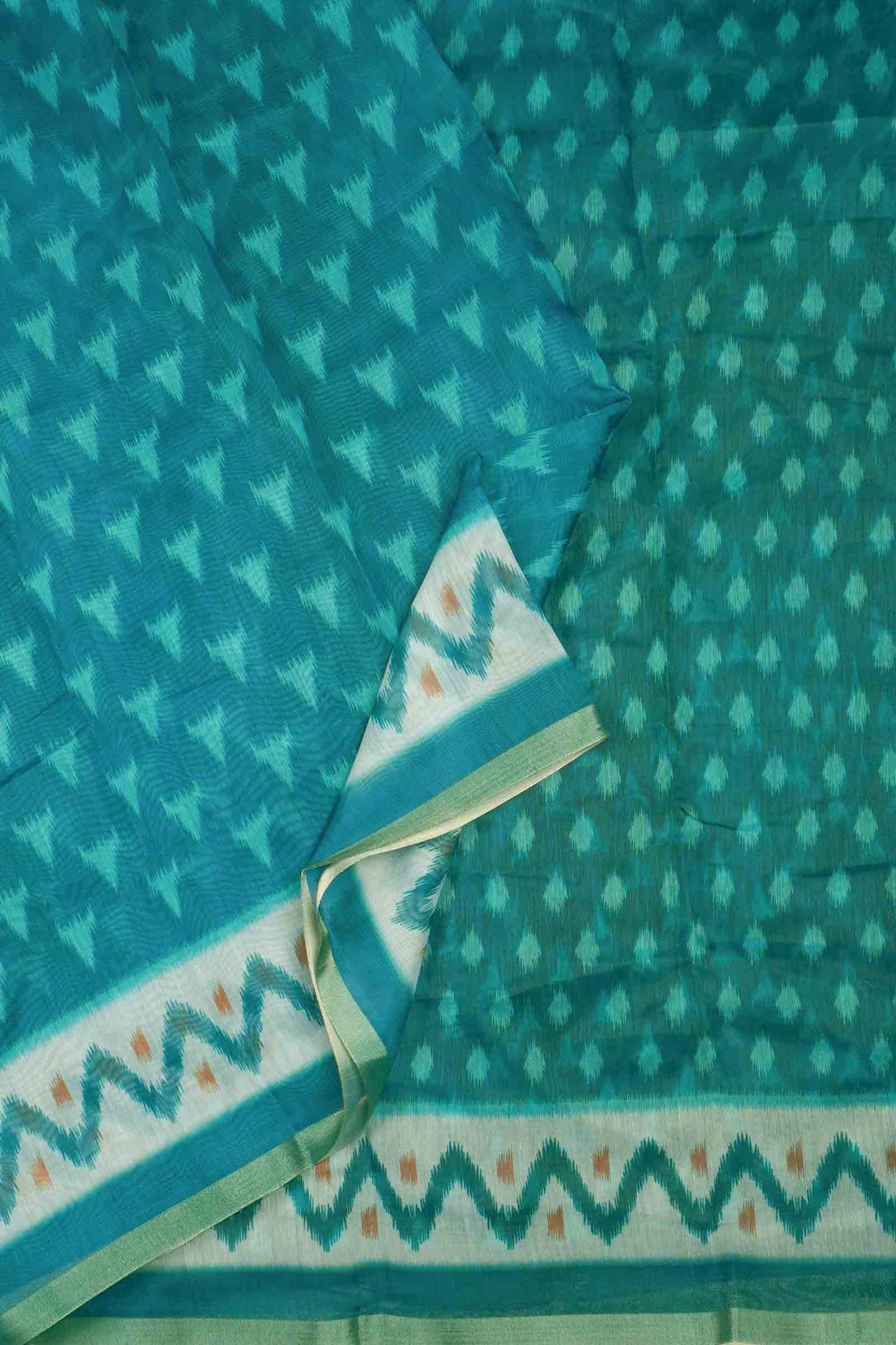 Teal Green Digital Printed Fancy Cotton Saree