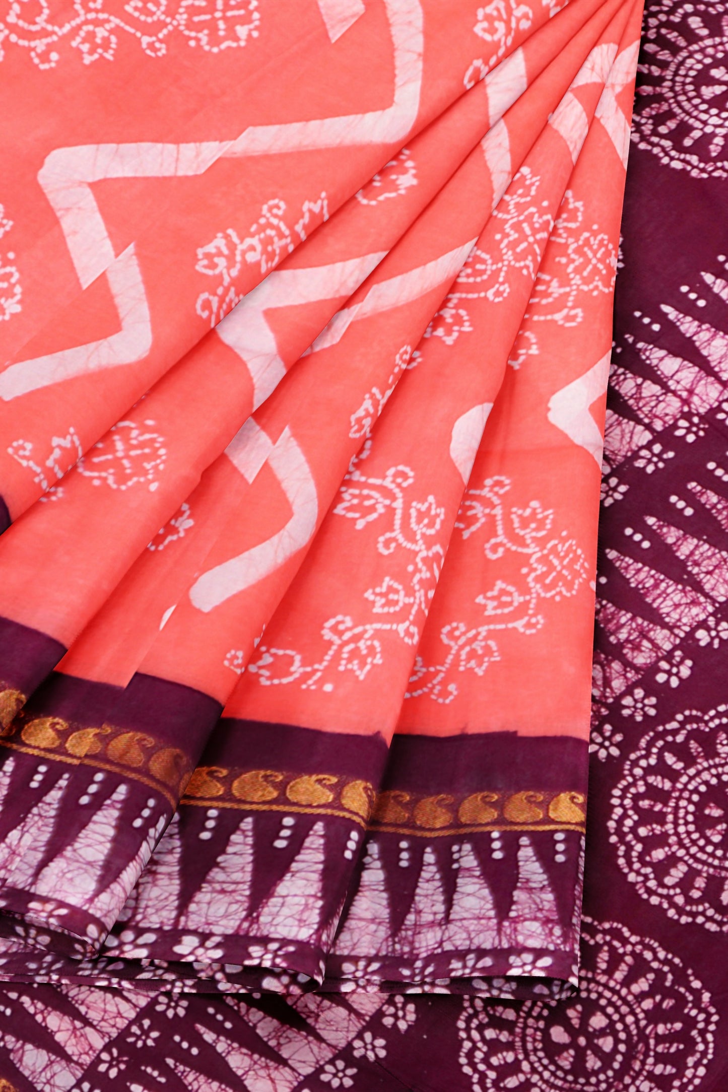 Pink Peach Pure Sungudi Cotton Contrast Temple Border Saree