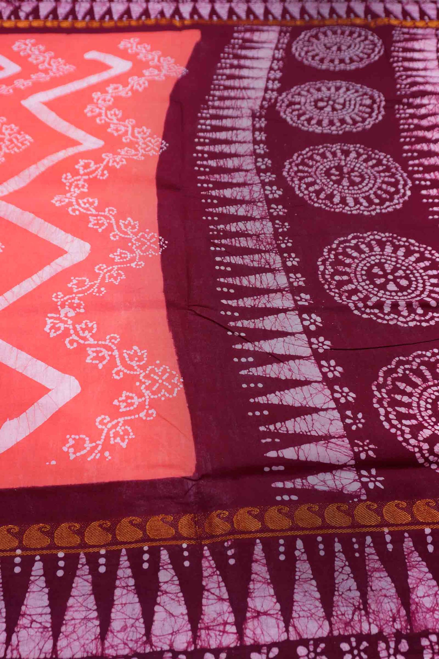Pink Peach Pure Sungudi Cotton Contrast Temple Border Saree