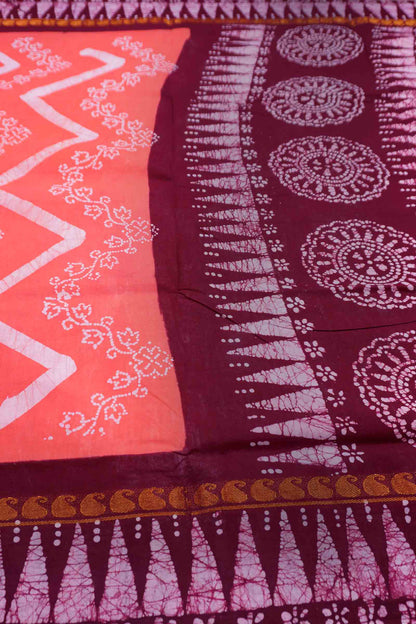 Pink Peach Pure Sungudi Cotton Contrast Temple Border Saree