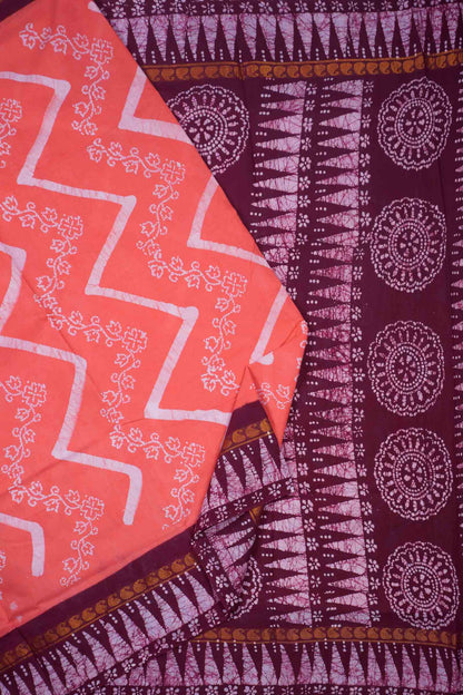 Pink Peach Pure Sungudi Cotton Contrast Temple Border Saree