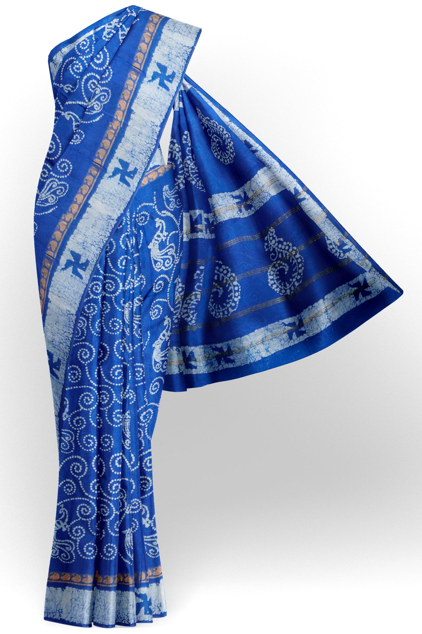 Blue Pure Sungudi Cotton Floral Dots Shell Pallu Saree