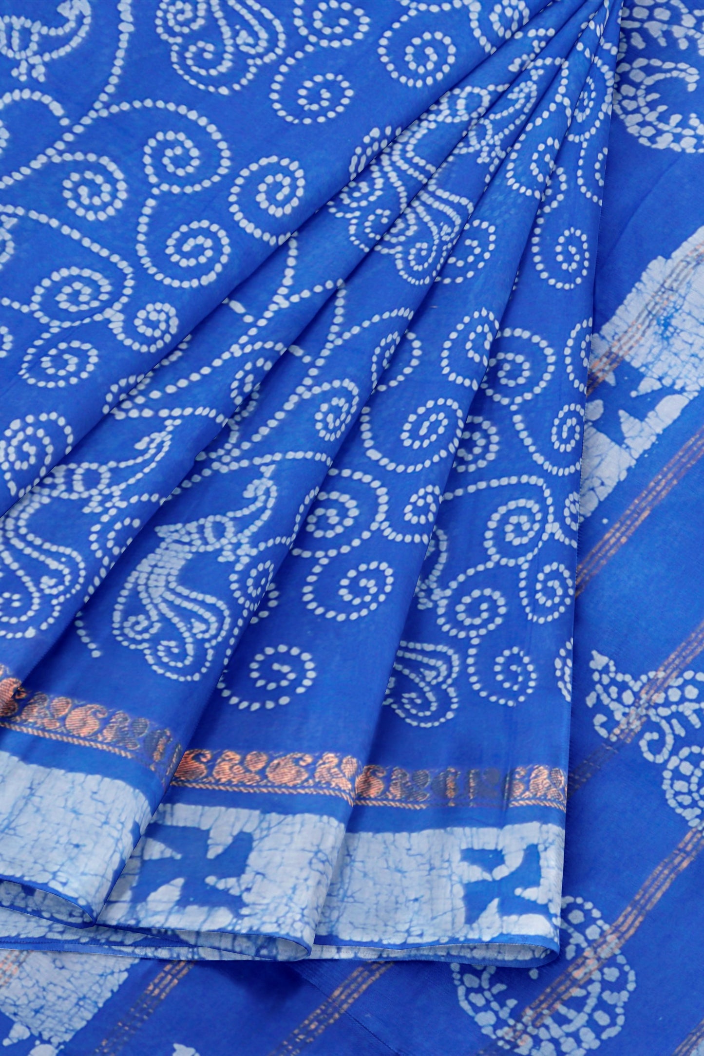 Royal Blue Pure Sungudi Cotton Floral Dots Print Saree