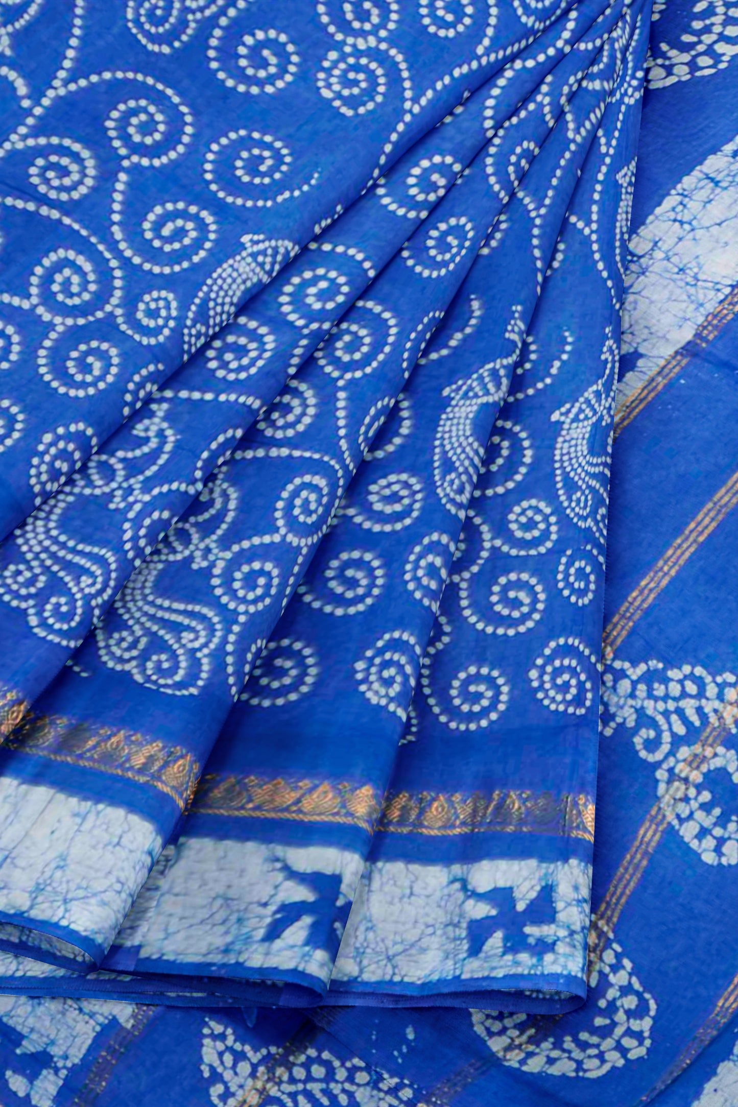 Royal Blue Pure Sungudi Cotton Peacock Print Saree