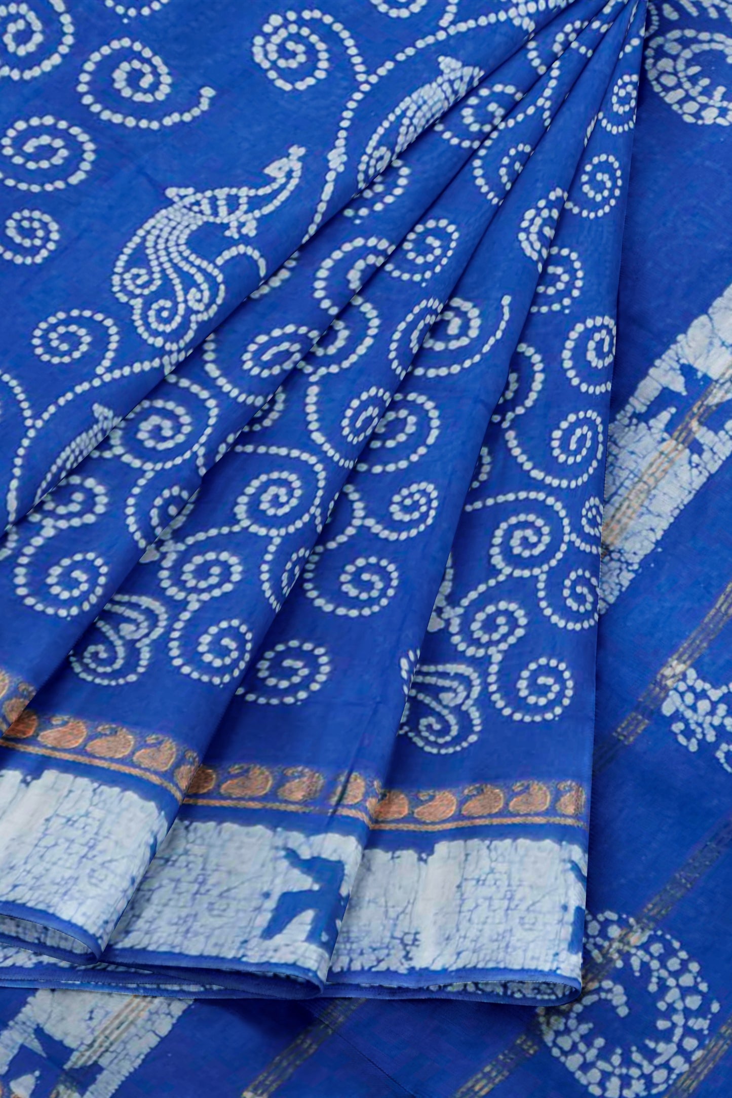 Blue Pure Sungudi Cotton Floral Dots Shell Pallu Saree