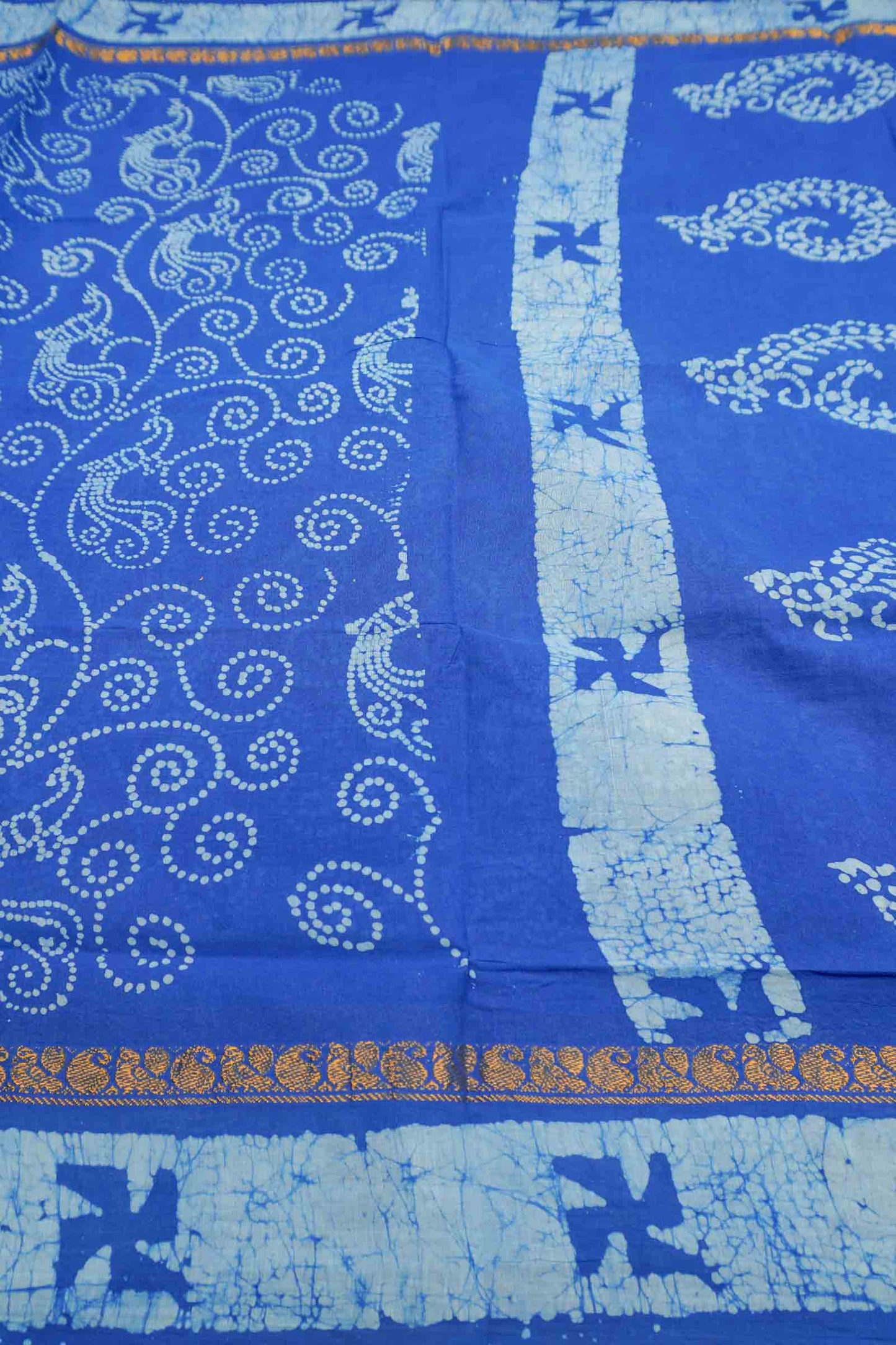 Royal Blue Pure Sungudi Cotton Floral Dots Print Saree
