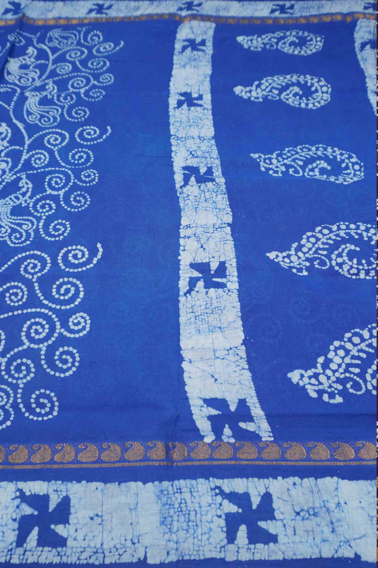 Blue Pure Sungudi Cotton Floral Dots Shell Pallu Saree