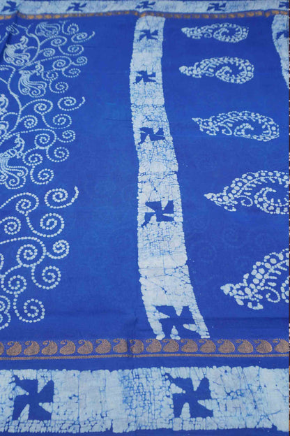 Blue Pure Sungudi Cotton Floral Dots Shell Pallu Saree