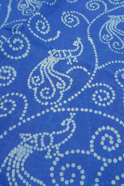 Royal Blue Pure Sungudi Cotton Floral Dots Print Saree