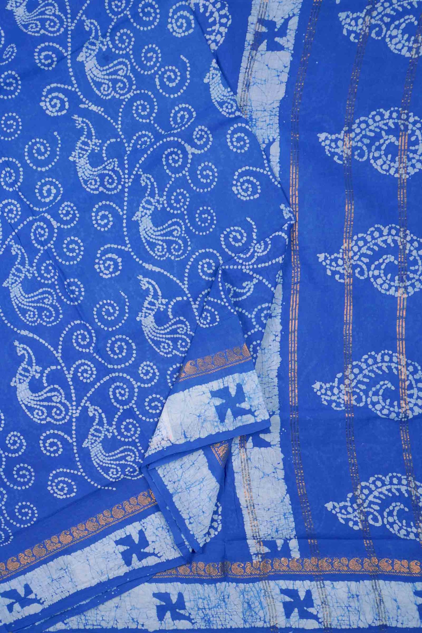 Royal Blue Pure Sungudi Cotton Floral Dots Print Saree