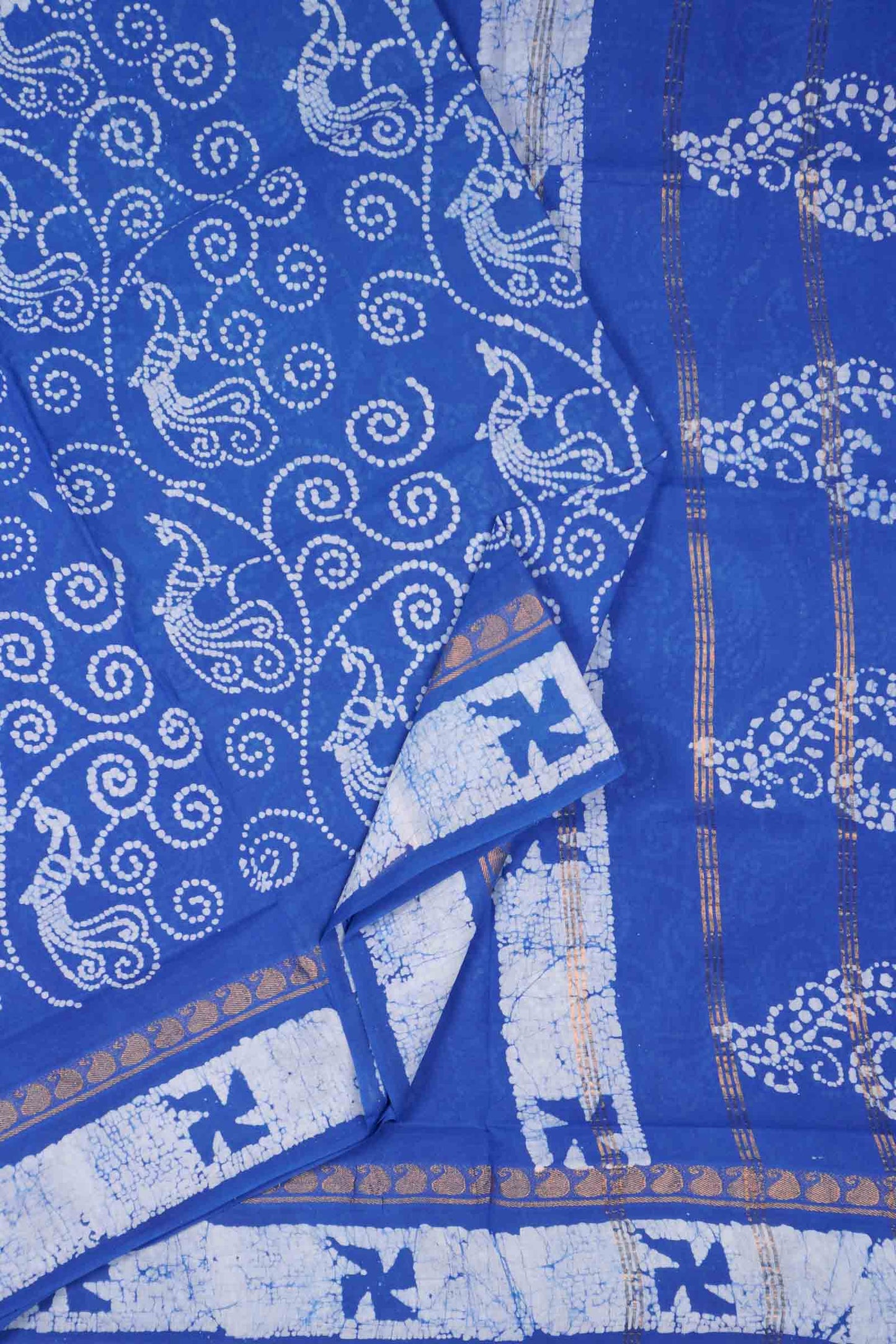Blue Pure Sungudi Cotton Floral Dots Shell Pallu Saree