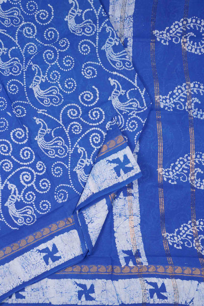 Blue Pure Sungudi Cotton Floral Dots Shell Pallu Saree