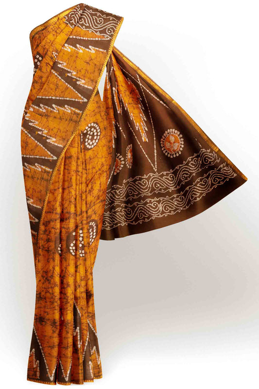 Dark Mustard Pure Sungudi Cotton Contrast Red Border Saree