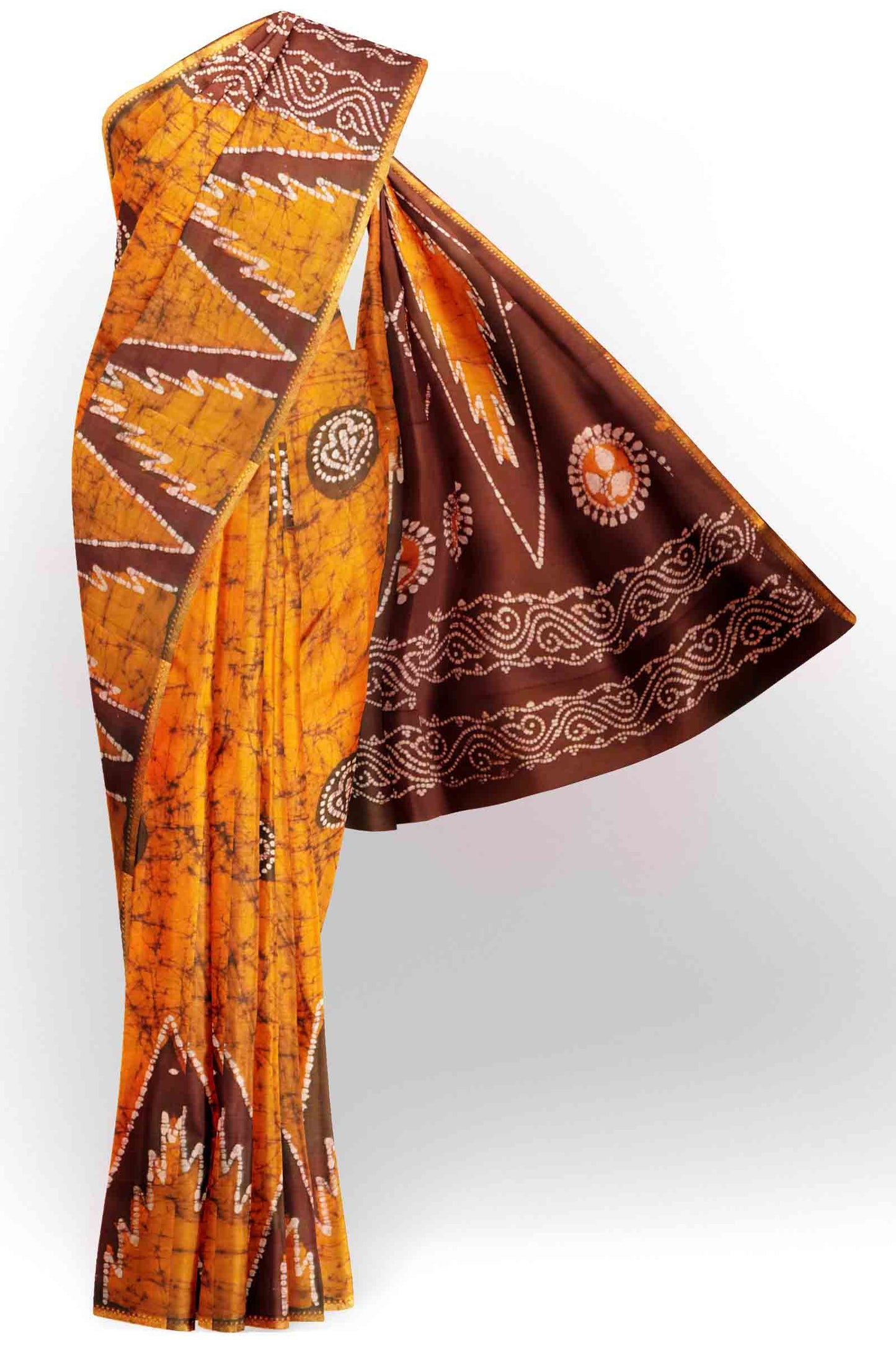 Dark Mustard Pure Sungudi Cotton Traditional Eversest Print Saree