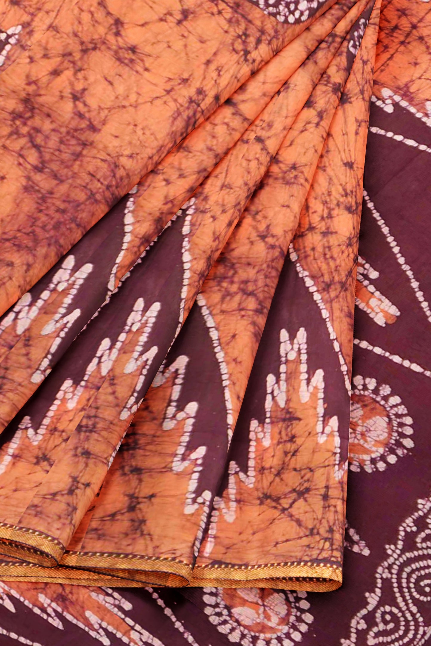 Light Peach Pure Sungudi Cotton Chakra Print Pallu Saree