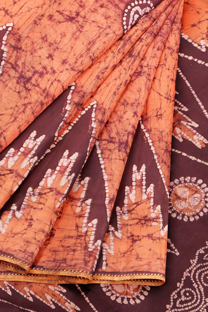 Light Peach  Pure Sungudi Cotton Traditional Eversest Print Saree