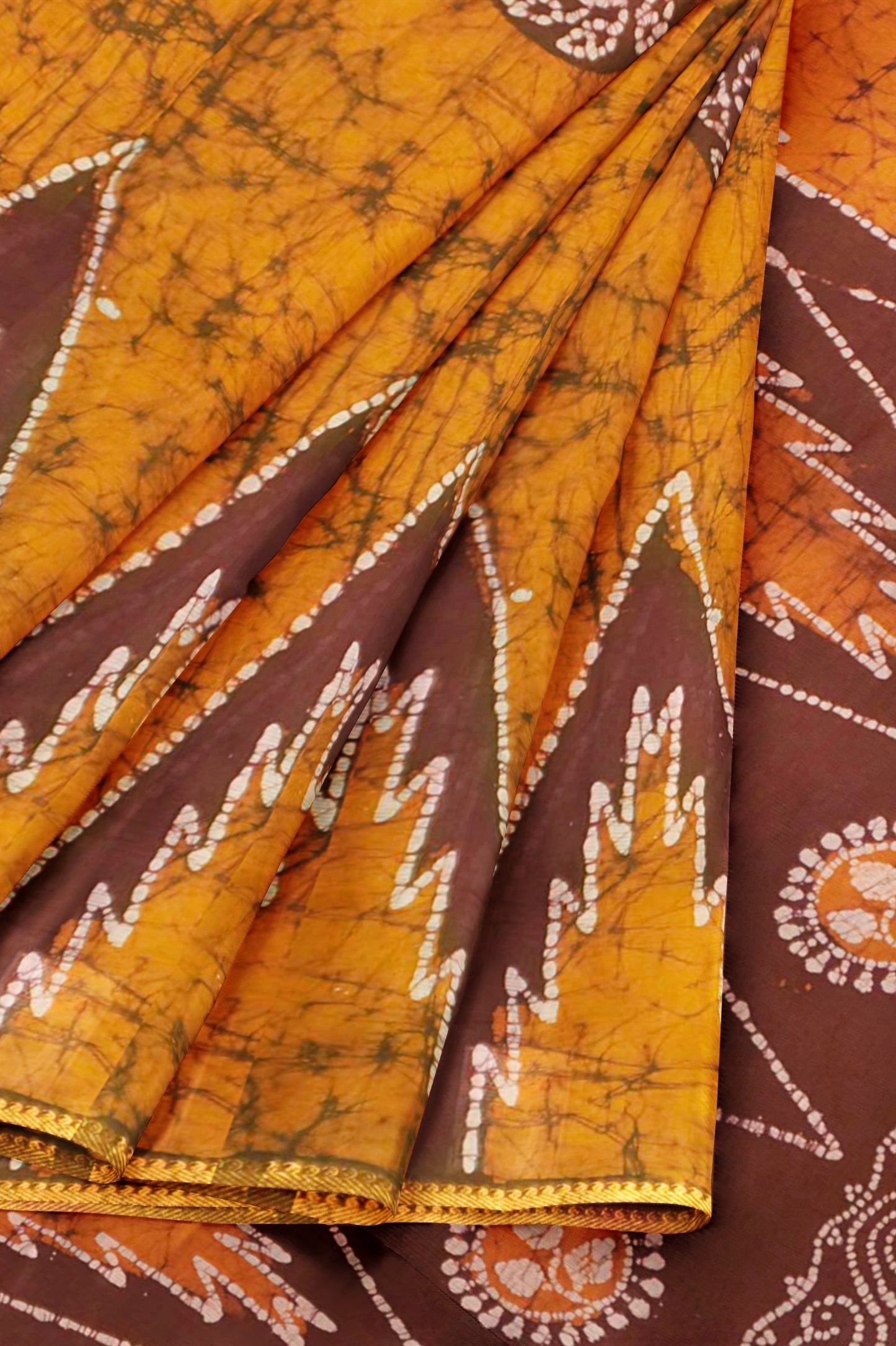 Dark Mustard Pure Sungudi Cotton Traditional Temple Tower Saree