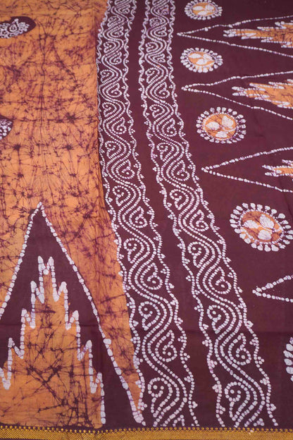 Light Peach Pure Sungudi Cotton Chakra Print Pallu Saree