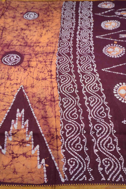 Light Peach  Pure Sungudi Cotton Traditional Eversest Print Saree