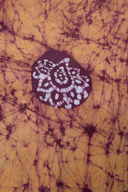Light Peach Pure Sungudi Cotton Chakra Print Pallu Saree
