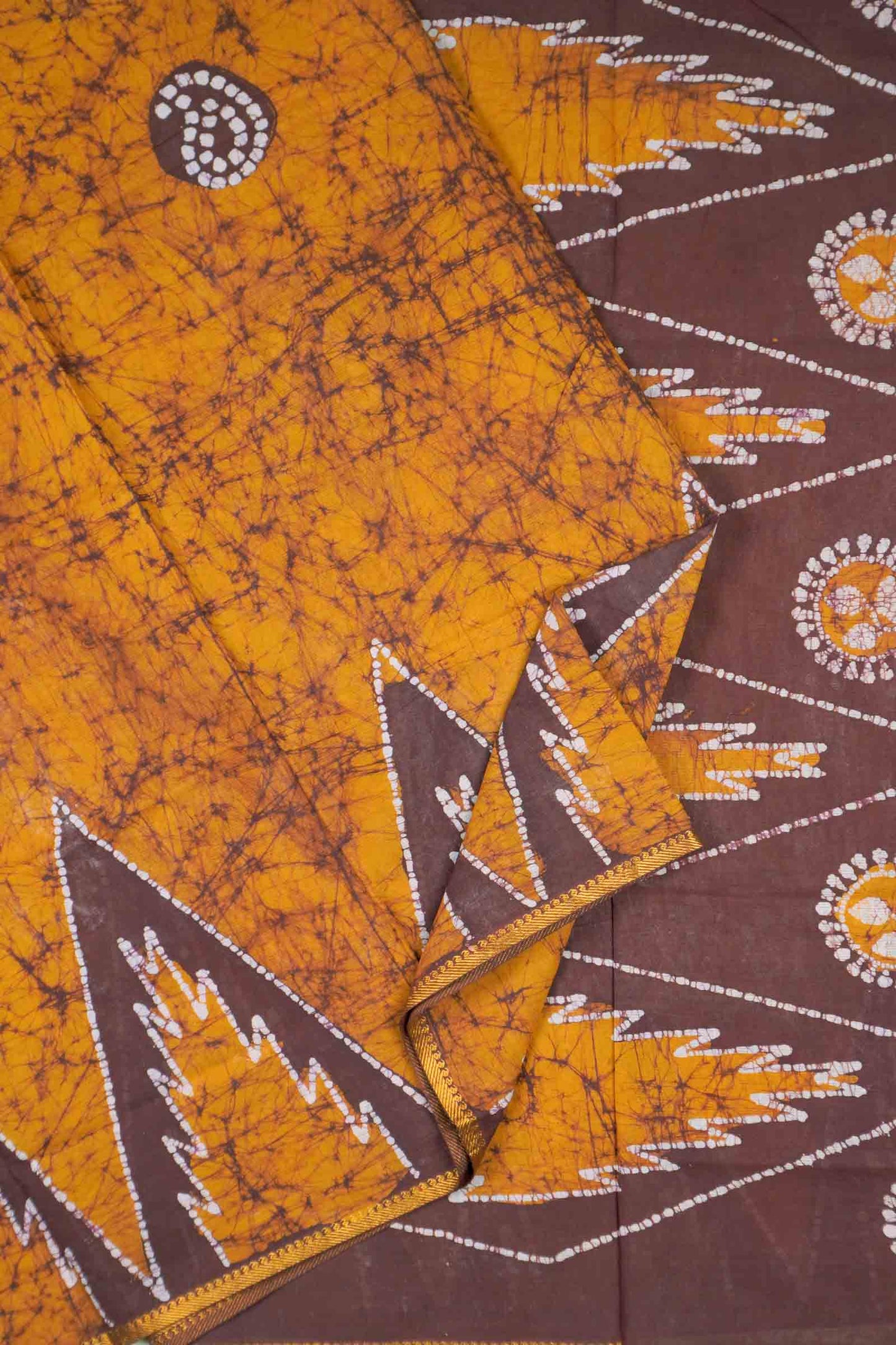Dark Mustard Pure Sungudi Cotton Contrast Red Border Saree