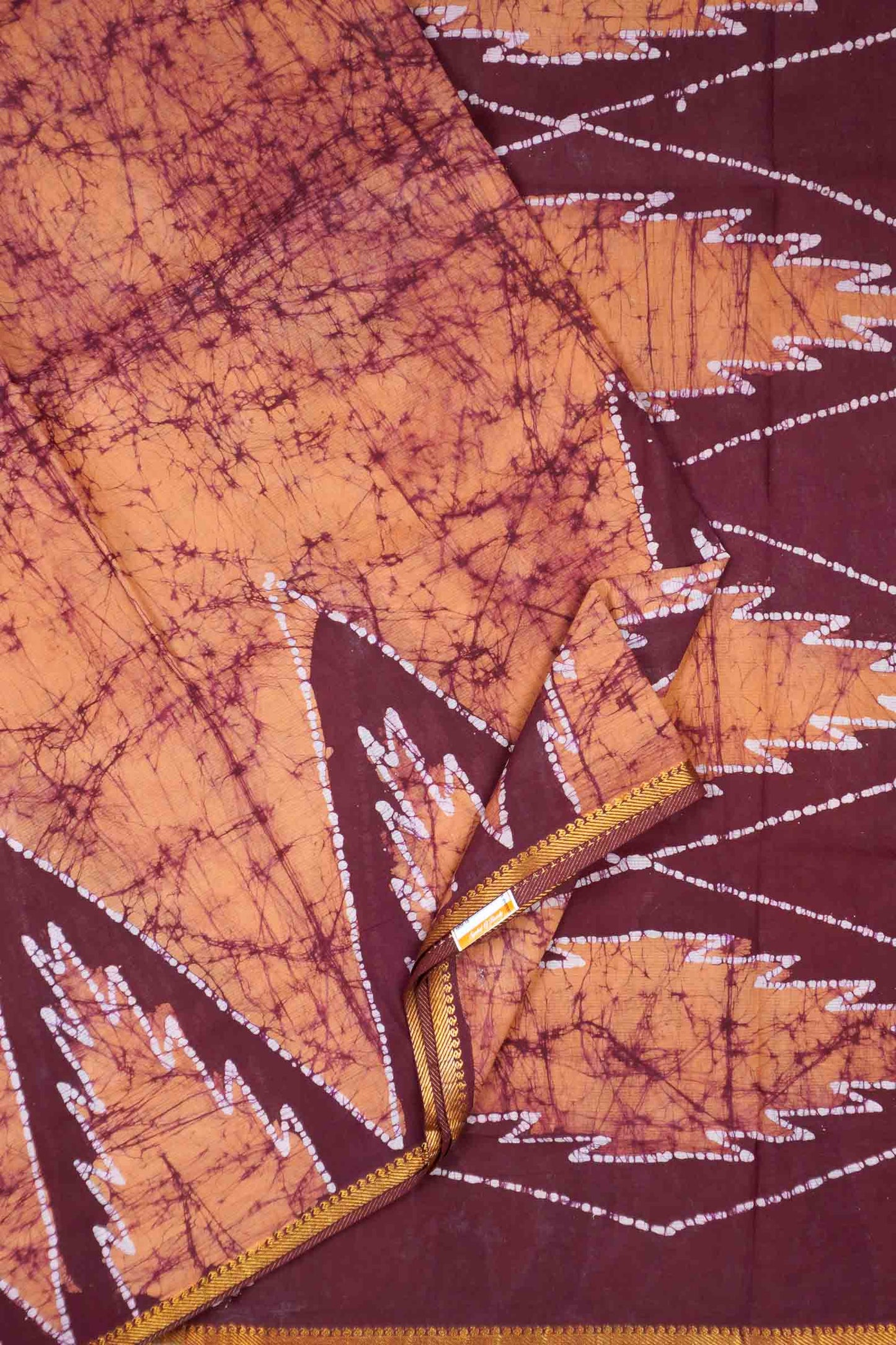 Light Peach  Pure Sungudi Cotton Traditional Print Temple Border Saree