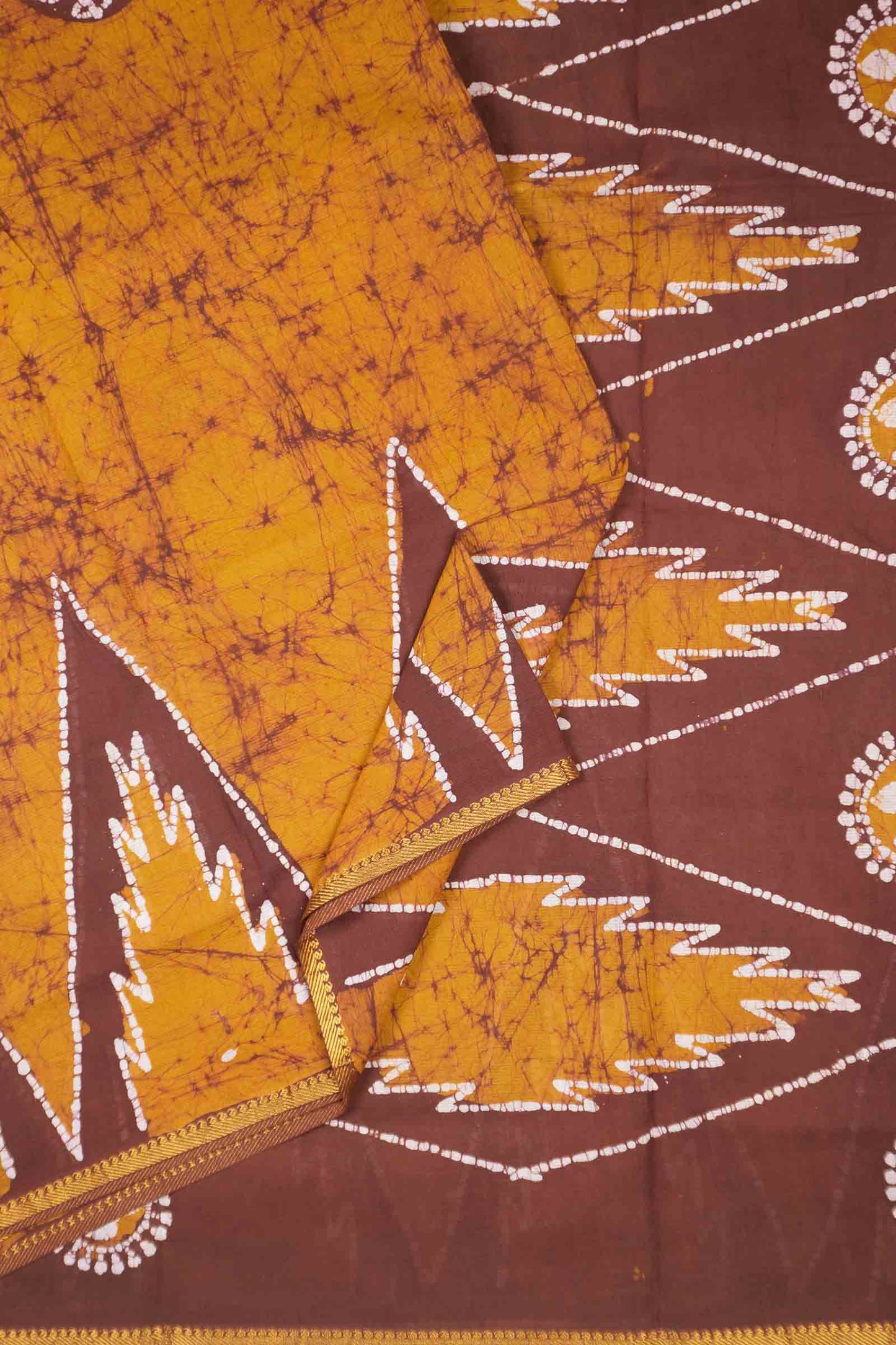 Dark Mustard Pure Sungudi Cotton Traditional Temple Tower Saree