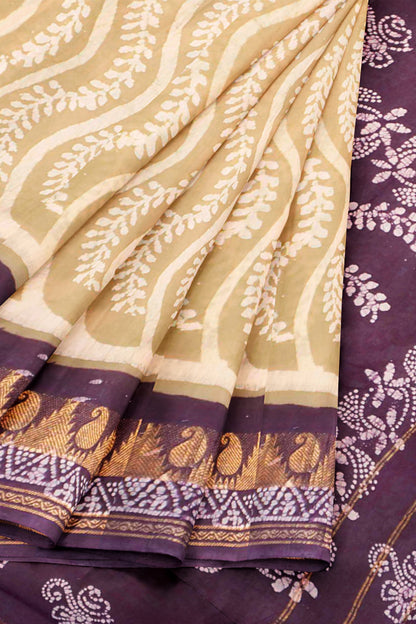 Sandal Pure Sungudi Cotton Contrast Border Saree