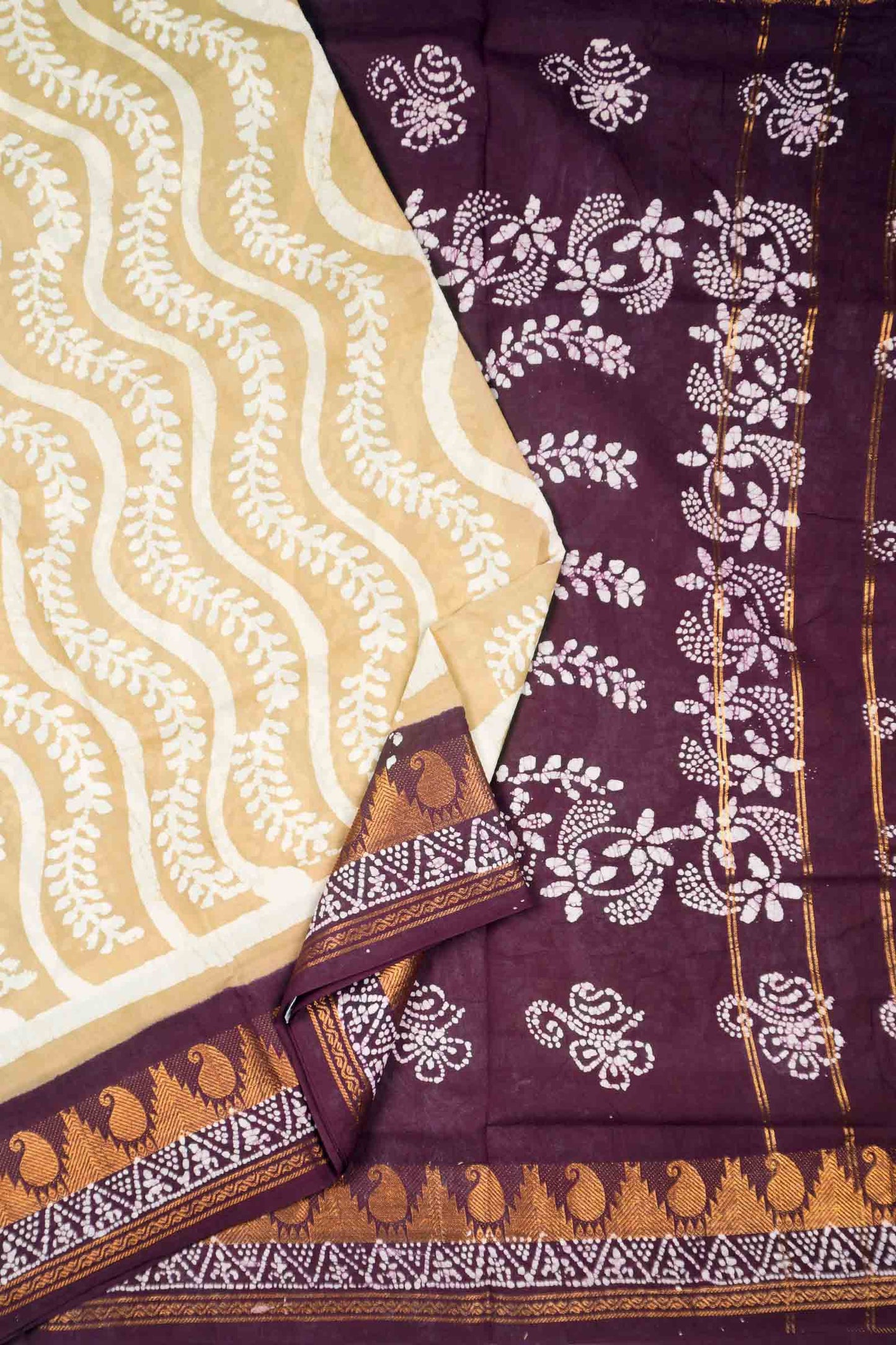 Sandal Pure Sungudi Cotton Contrast Border Saree
