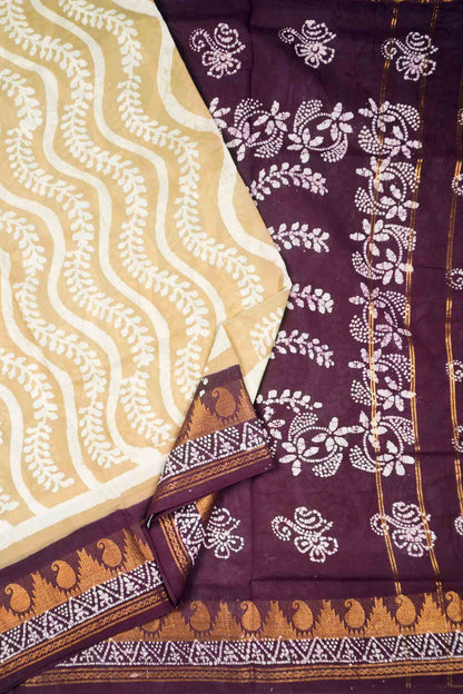 Sandal Pure Sungudi Cotton Contrast Border Saree