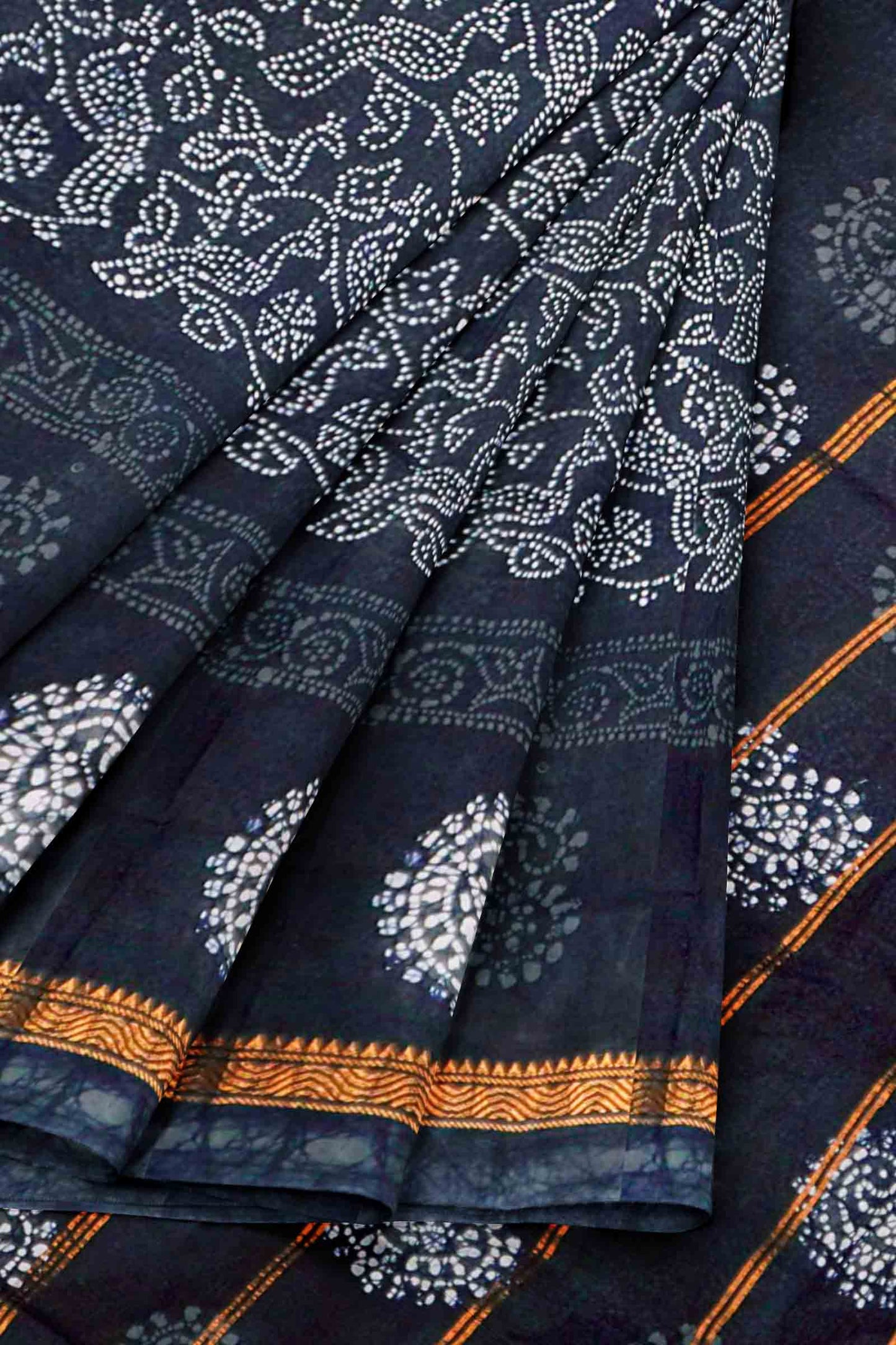 Black Pure Sungudi Cotton Peacock Print Saree