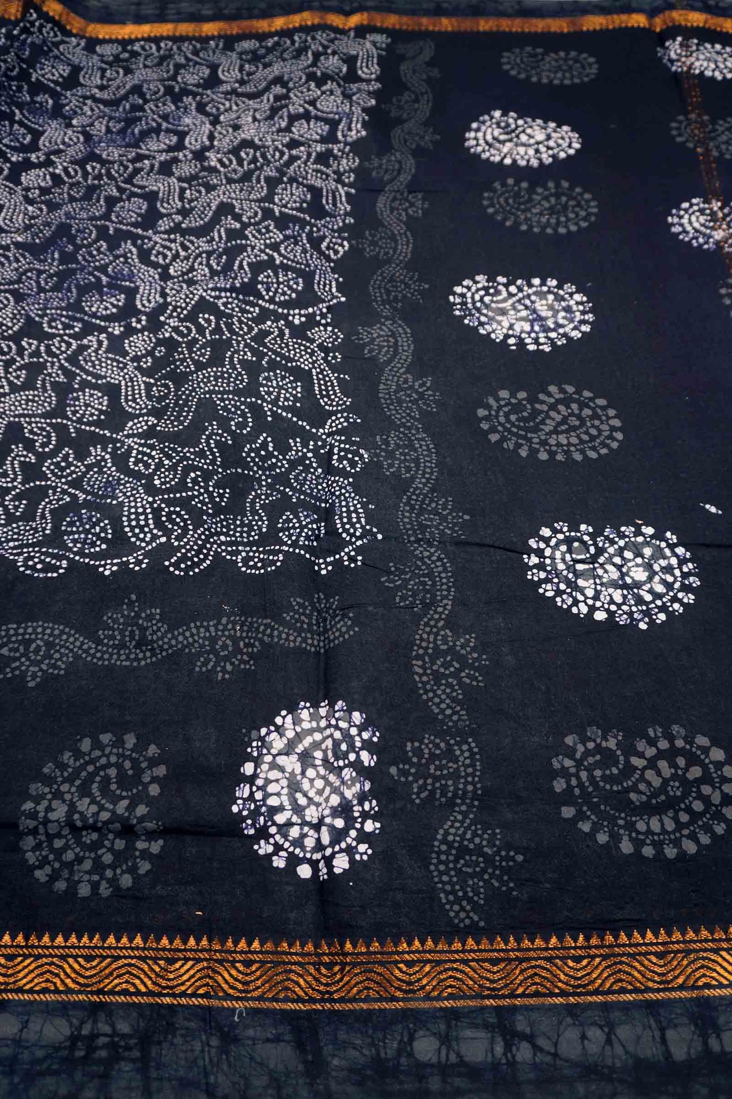 Black Pure Sungudi Cotton All Over Peacocks Paisely Pallu Saree