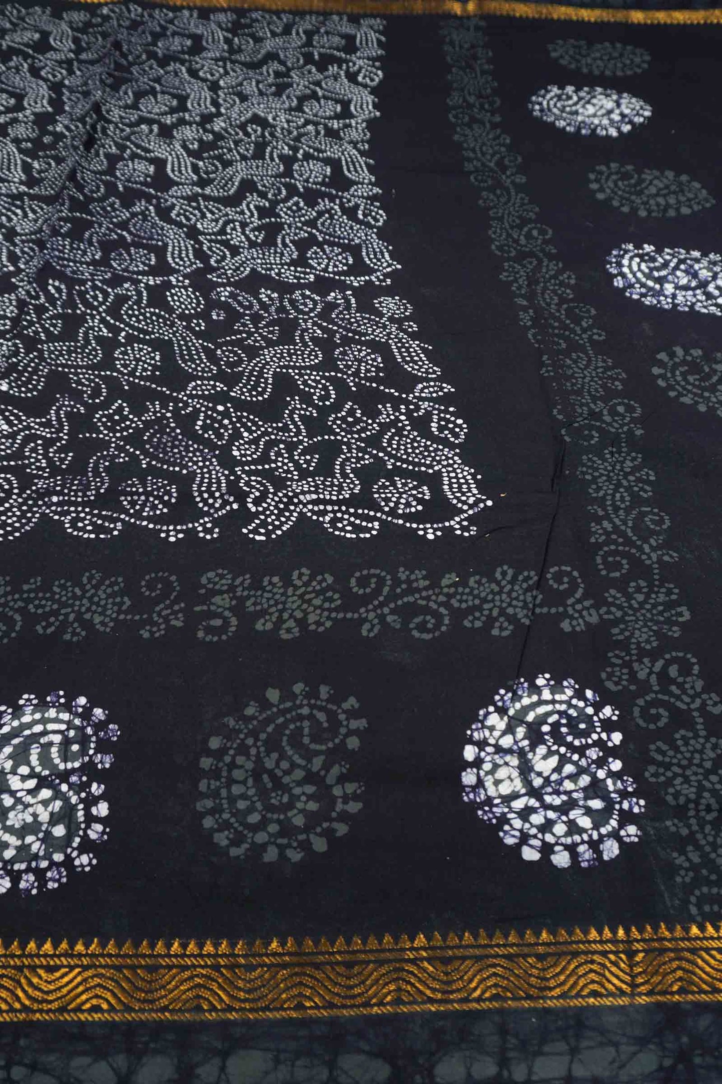 Black Pure Sungudi Cotton All Over Peacocks Saree