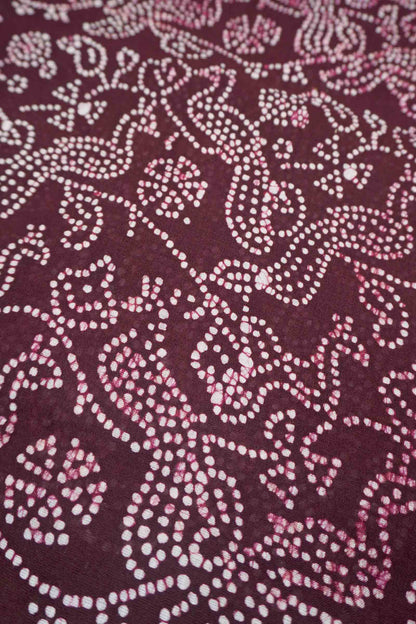 Dark Brown Pure Sungudi Cotton Peacock Garden Print Saree