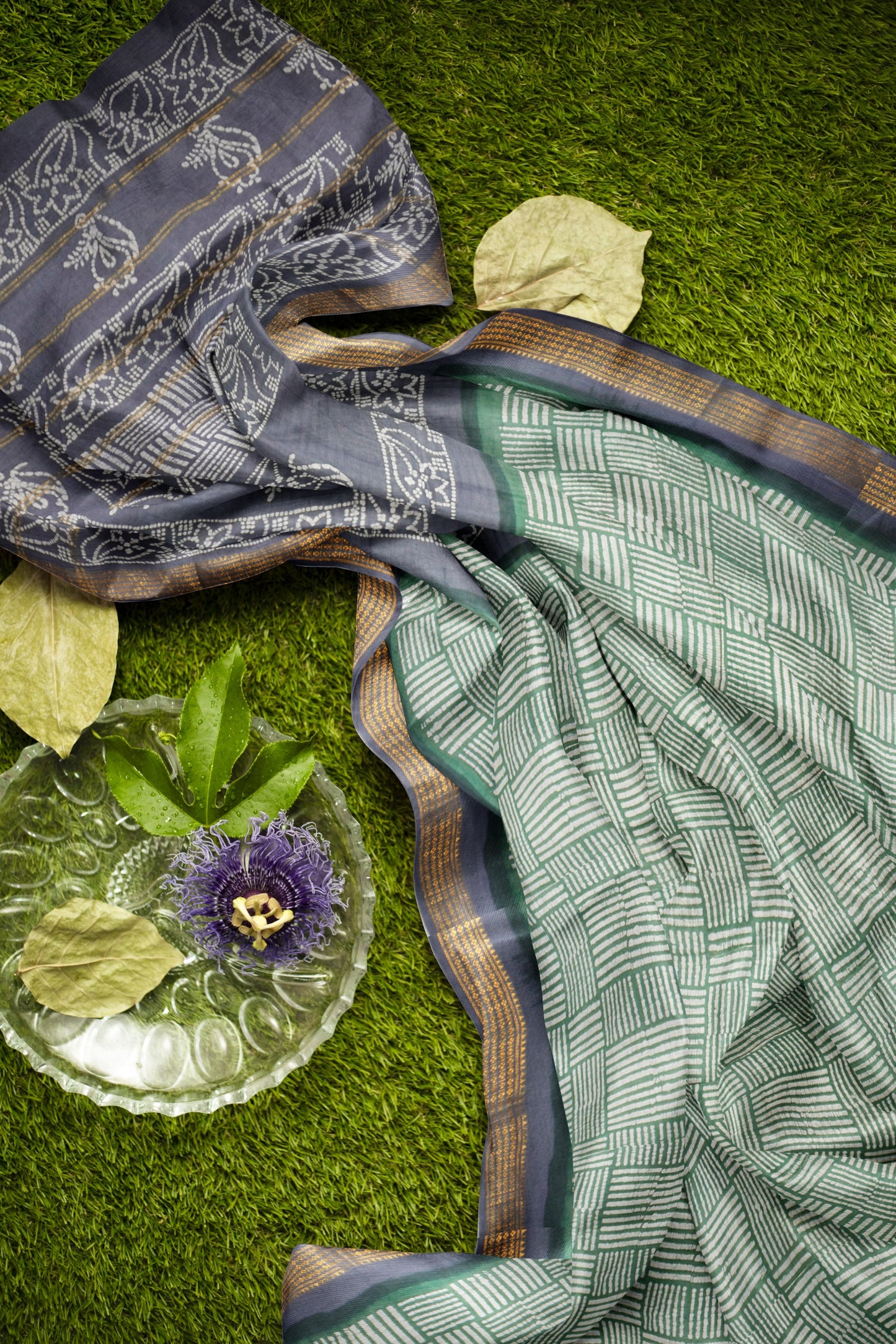 Green Pure Sungudi Cotton Geo Stripes Floral Pallu Saree