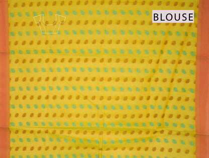 Lime Green Yellow Pure South Cotton Floral Vines Saree