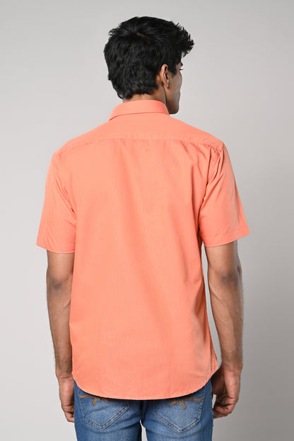 Orange Men’s solid plain half sleeve formal cotton shirt