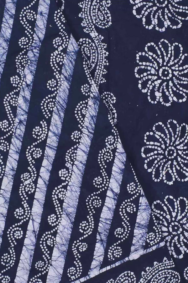 Blue 100s Combed Pure Soft Cotton Contrast Sungudi Print Saree