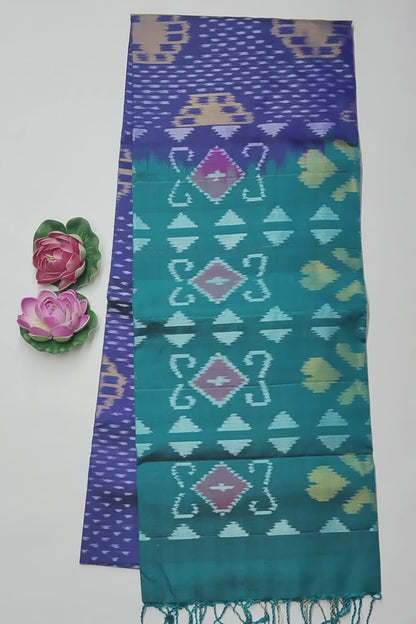 Medium Blue Pure Soft Silk Ikkat Pochampalli Fancy Pallu Saree NAA204