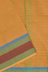 Orange Chettinad Pure Cotton Checks Double Border Saree