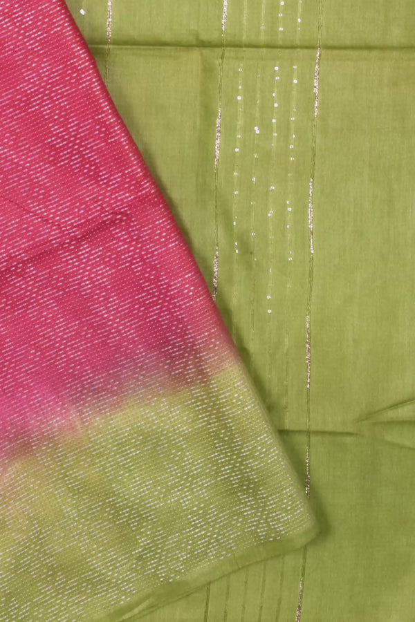 Pink Sequence Pallu Cotton Silk Jacquard Saree