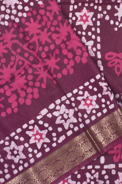 Dark Brown Cotton Silk Batik Saree