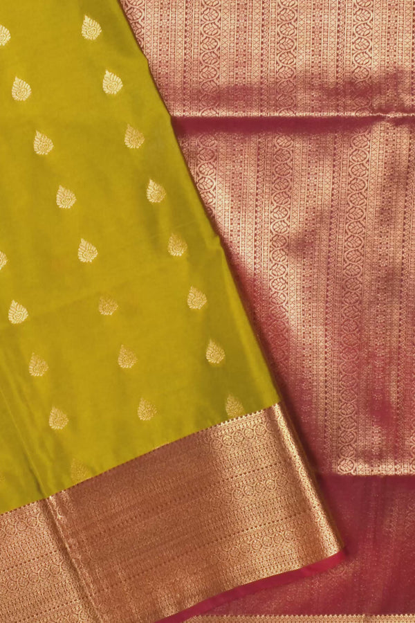 Green Body Butta Rich Pallu Border Contrast Semi Soft Silk Saree