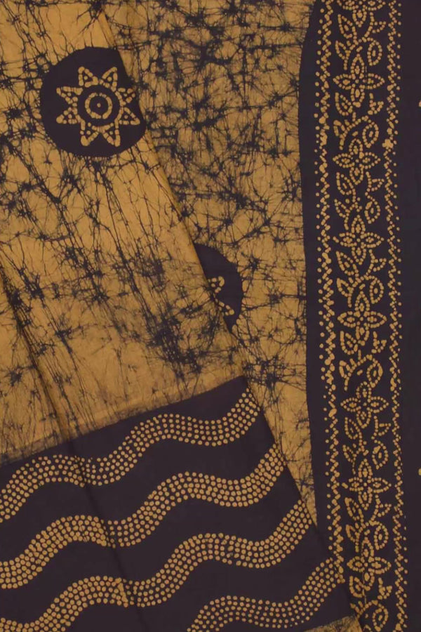 Dark Brown 100s Combed Pure Soft Cotton Sungudi Star Print Saree