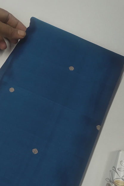 Royal Blue Light Weight Pure Silk Butta Zari Peacock Border Pallu Saree NAA152